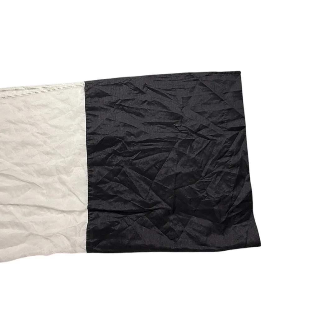 Pair Duck River Black White Border Curtains Panels 82 Long Sheer Faux Silk 2